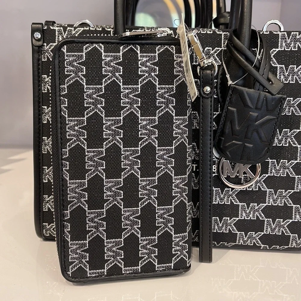 Michael Kors Jet Set Travel Large Phone Case Wristlet Wallet MK Black Multi - Picture 8 of 16